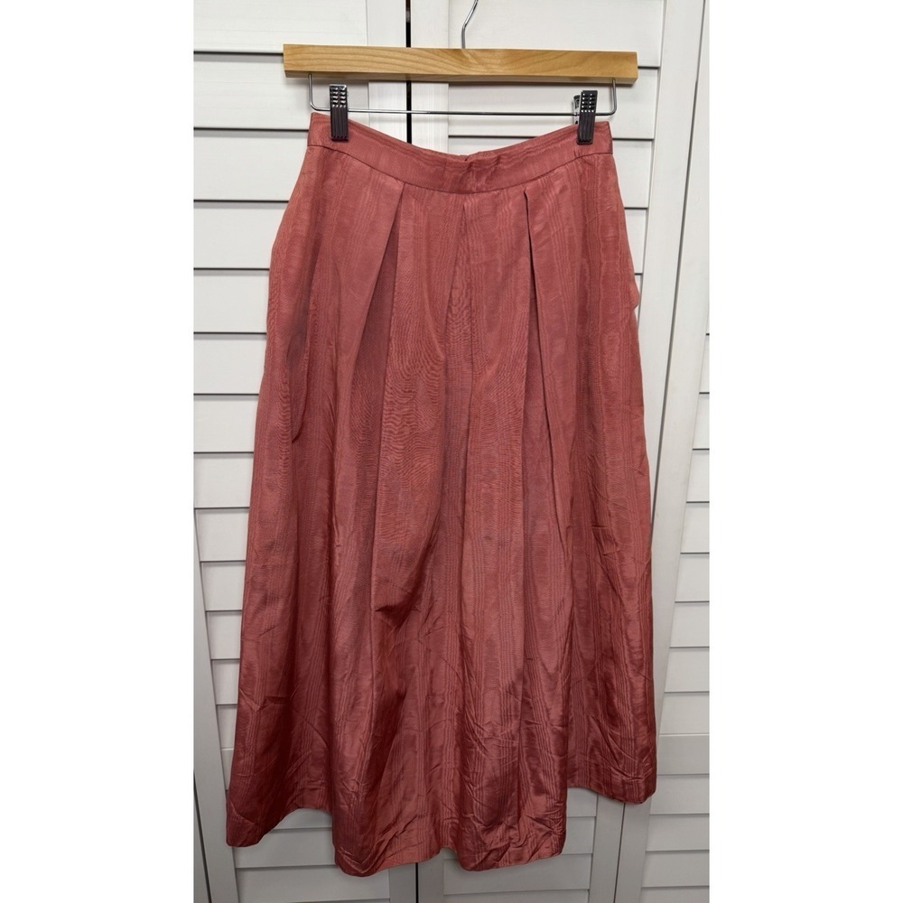 Talbots Vintage Pleated A-Line Midi Skirt Women's Size 2 Dusty Rose